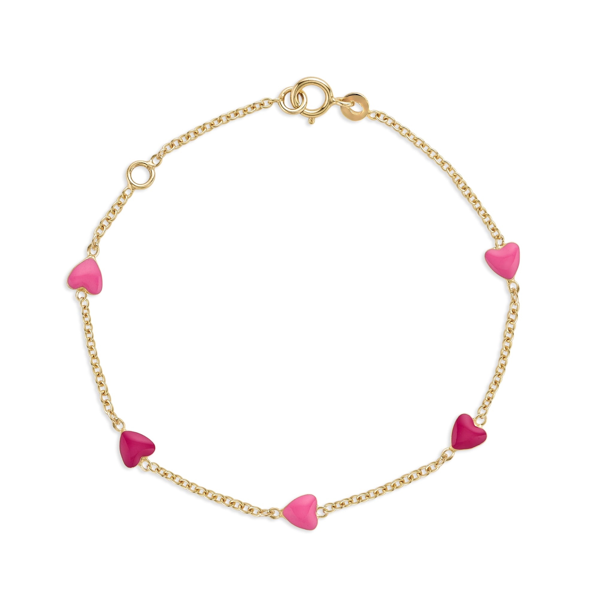 14K Gold Enamel Heart Bracelet for Kids