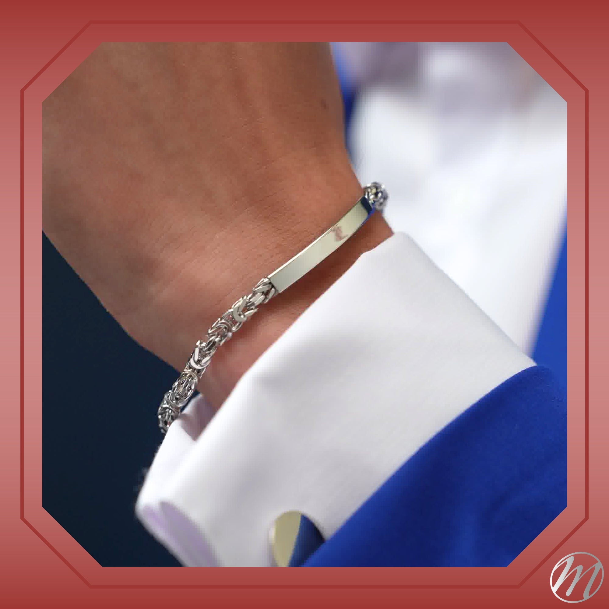 Sterling Silver Engravable Byzantine Bracelet
