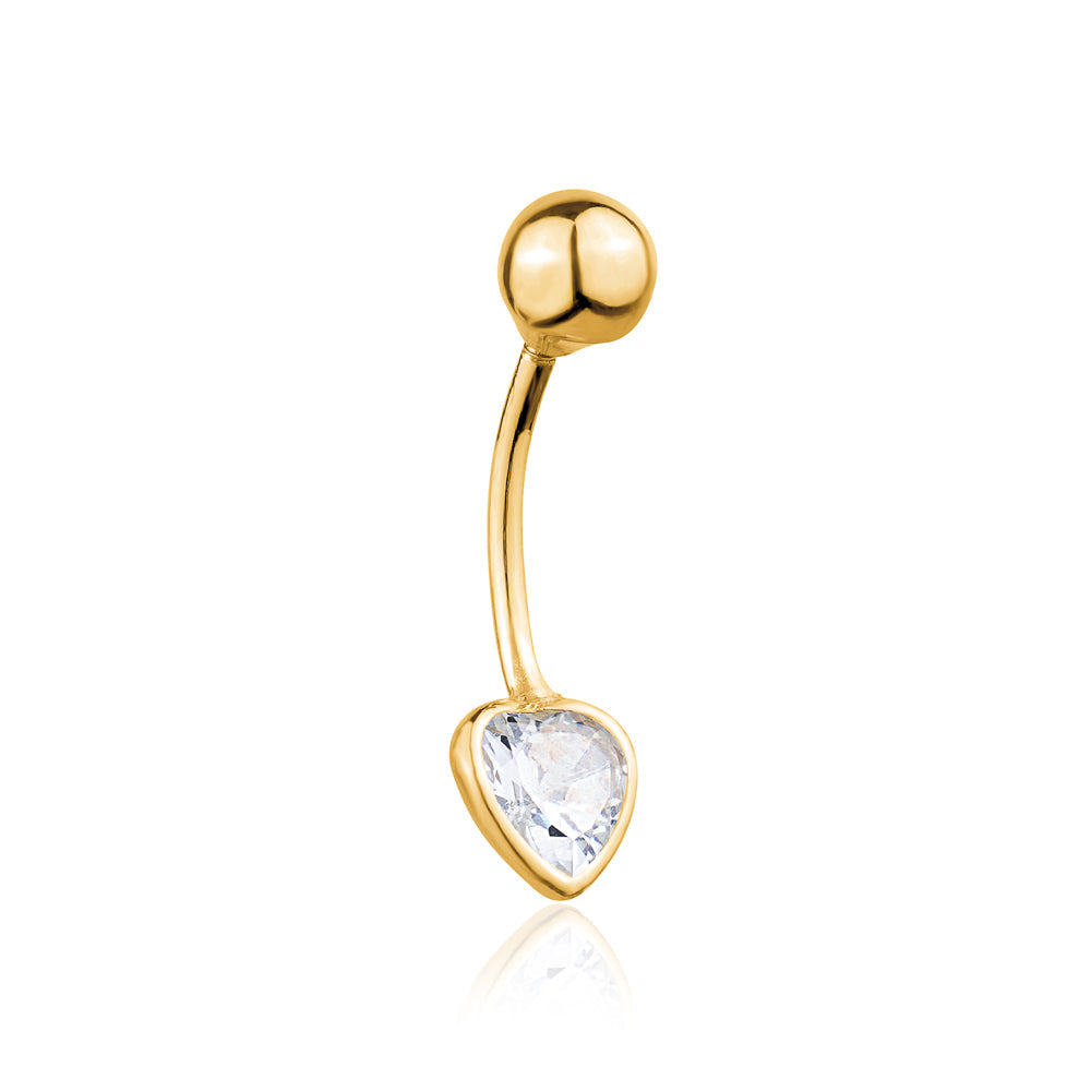 Diamond-Style Heart Belly Ring (14K Gold)