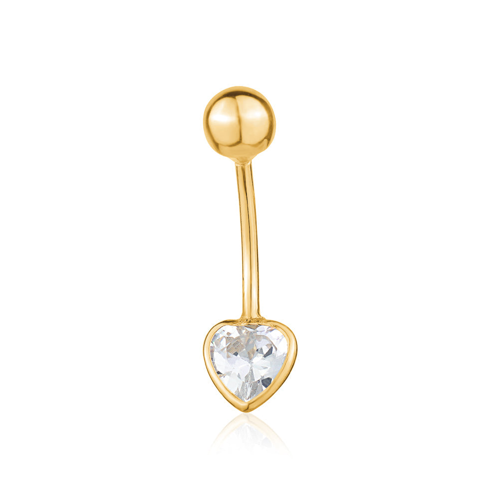 Diamond-Style Heart Belly Ring (14K Gold)