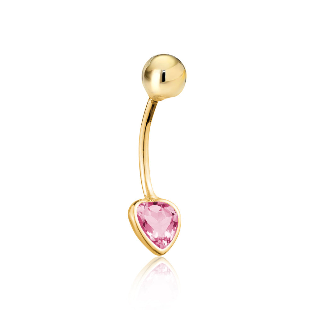 Diamond-Style Heart Belly Ring (14K Gold)