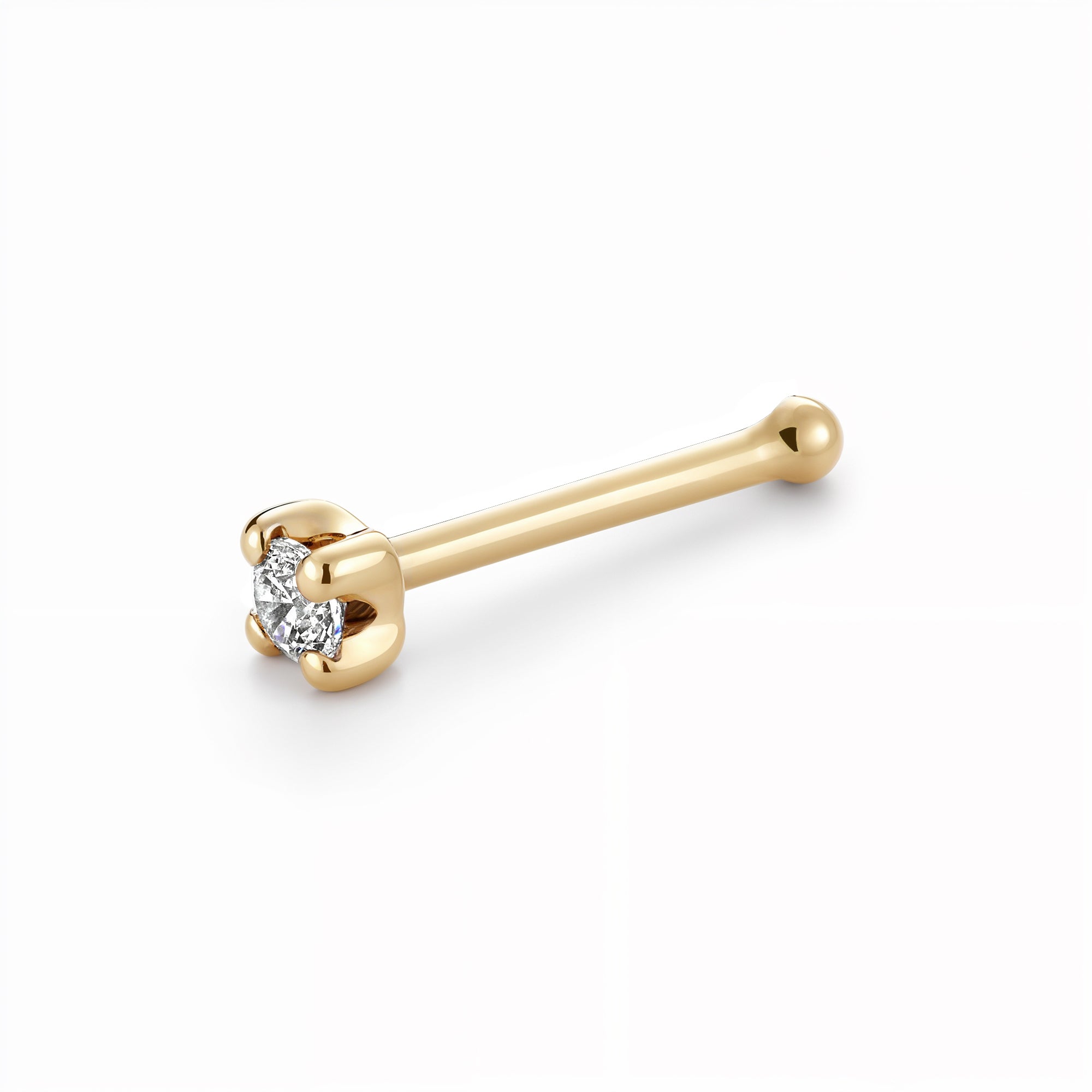 14K Gold CZ Nose Ring – Hypoallergenic