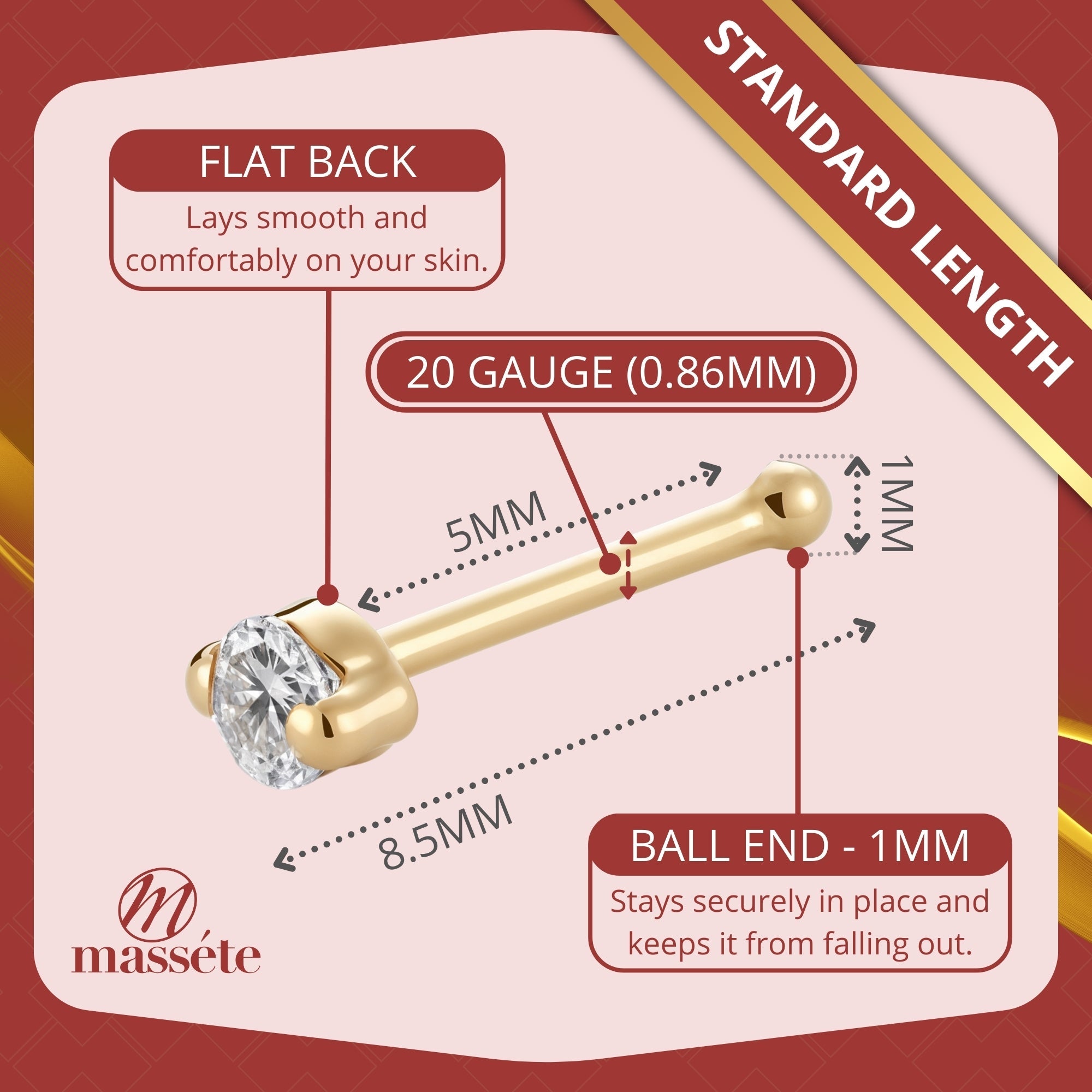 14K Gold CZ Nose Stud – Hypoallergenic, Clean & Elegant