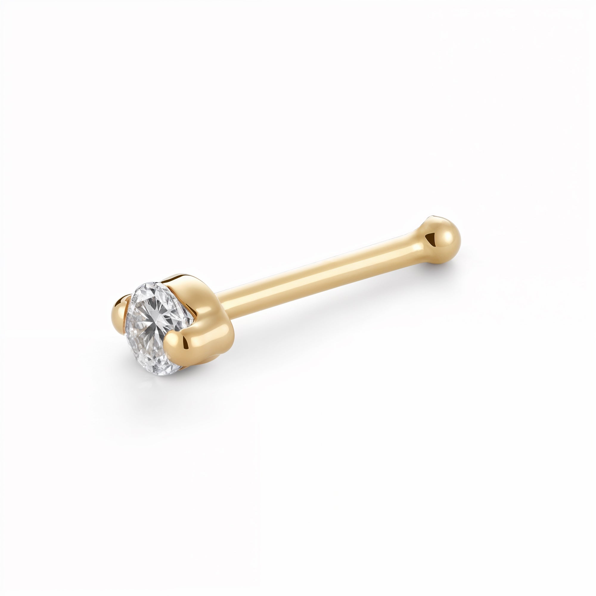 14K Gold CZ Nose Stud – Hypoallergenic, Clean & Elegant
