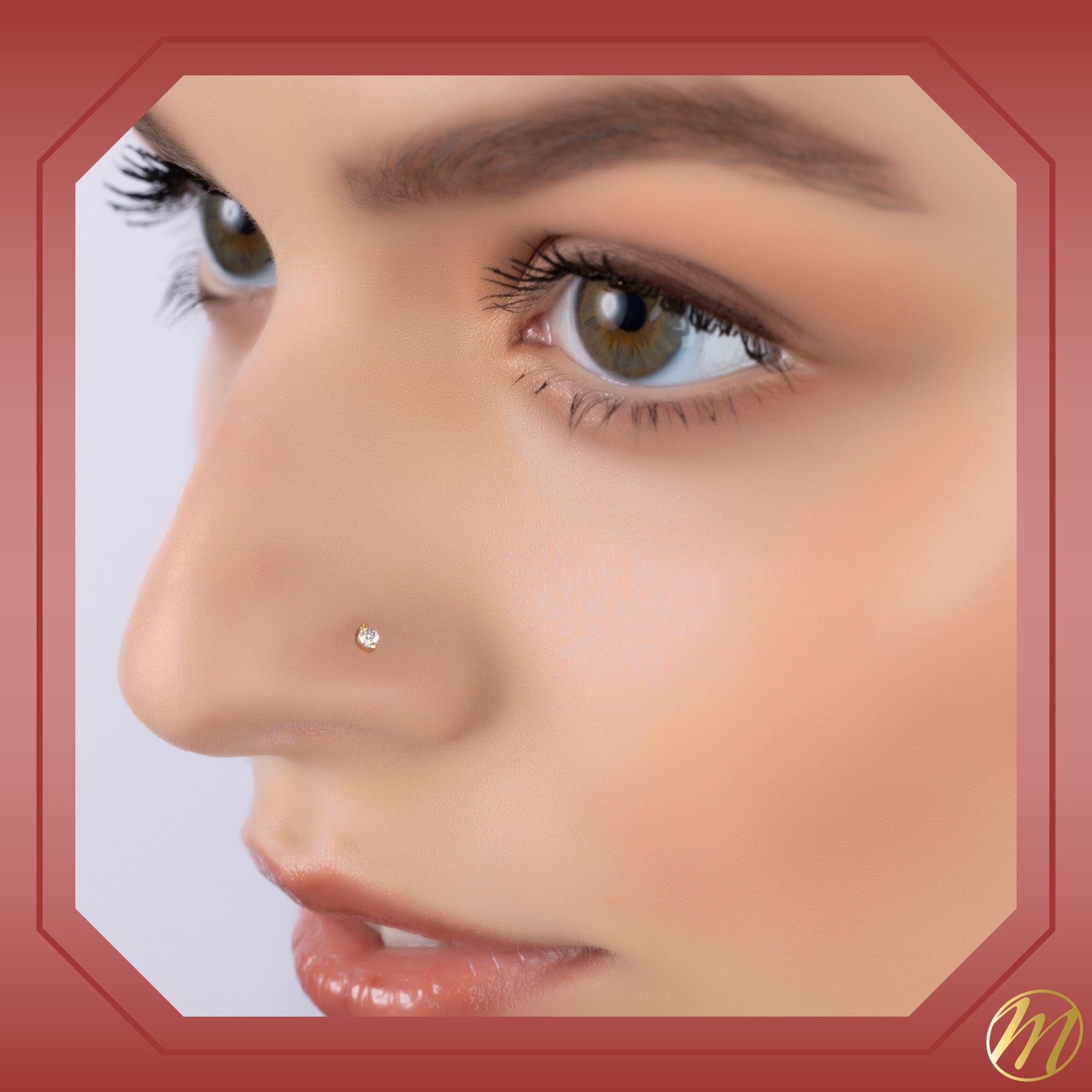 14K Gold CZ Nose Stud – Hypoallergenic, Clean & Elegant