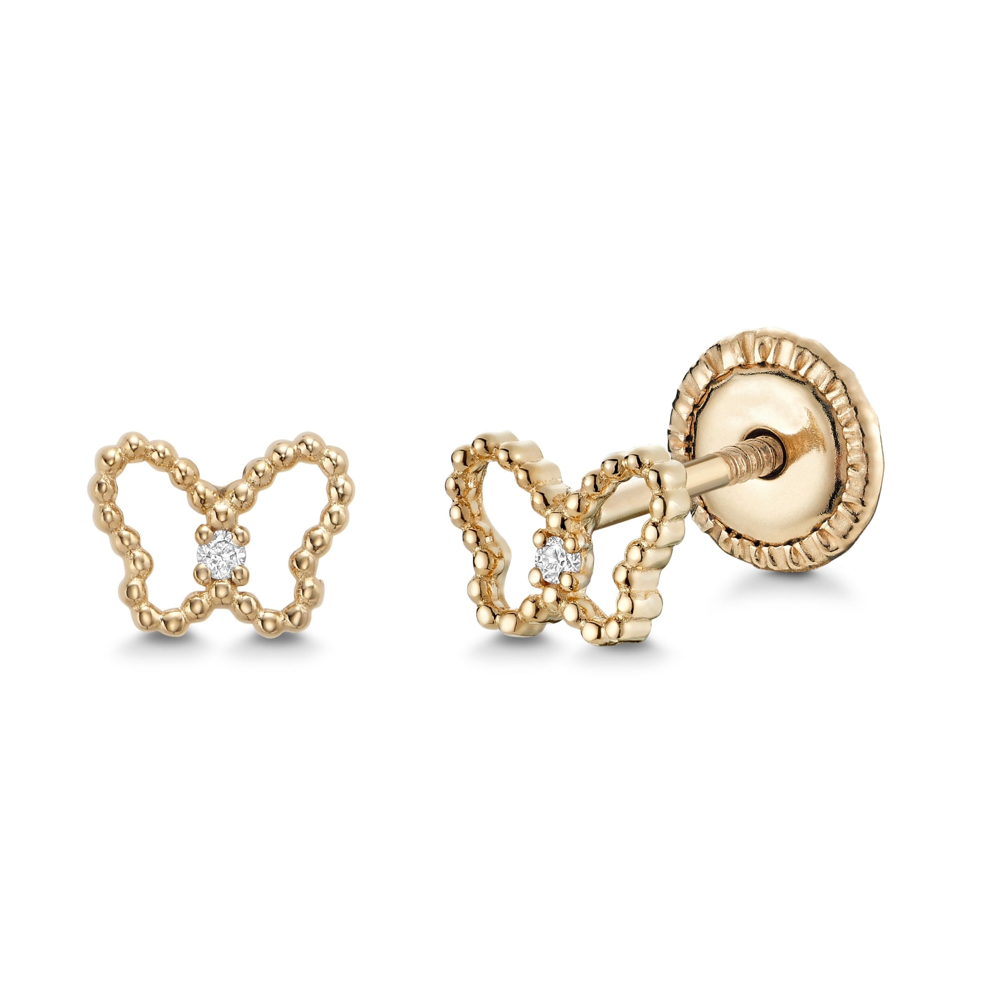 Chic Butterfly Diamond Stud Earrings (14K Gold)