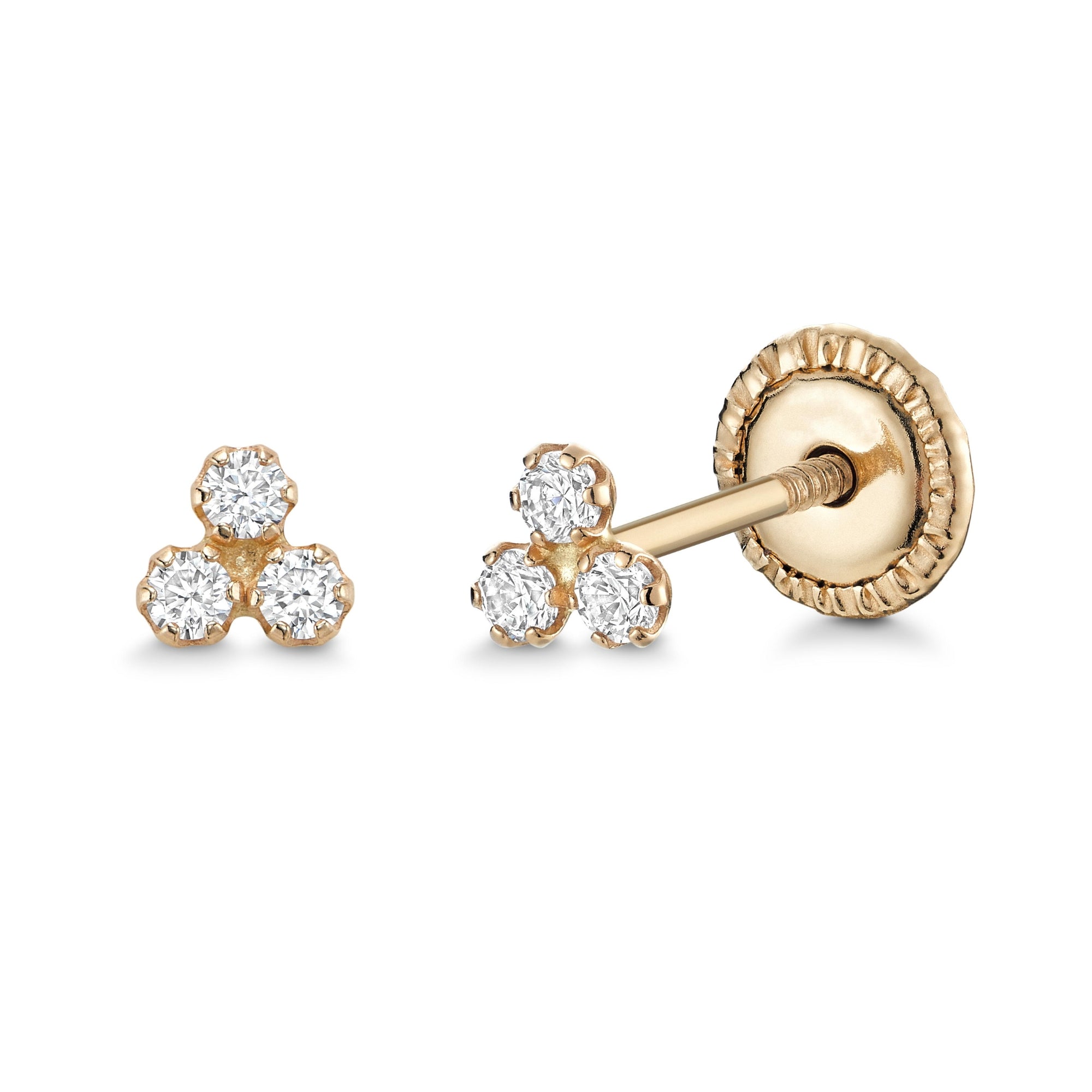 Chic 14K Gold Trefoil Stud Earrings