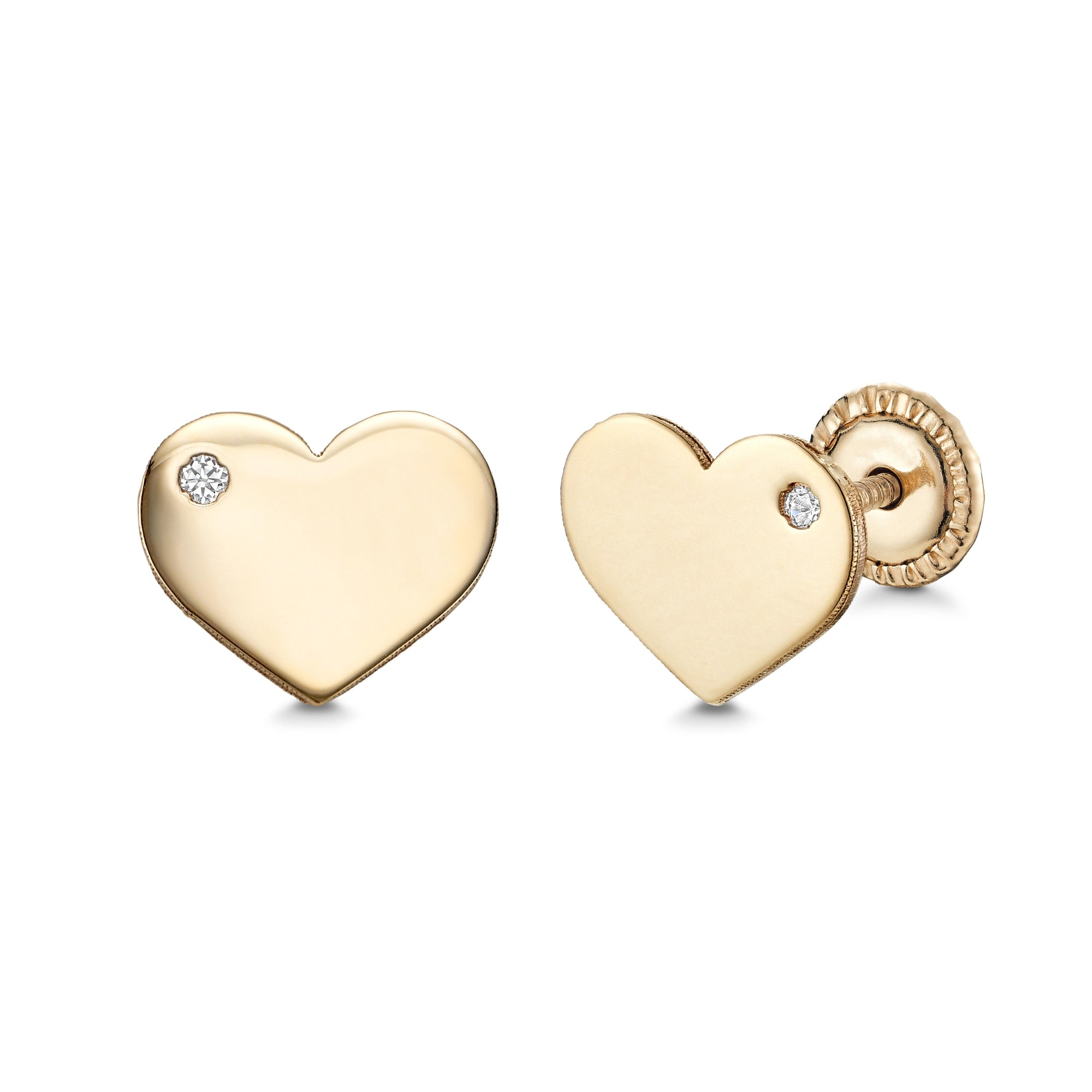 14K Gold Flat Heart Studs – Chic Sparkle