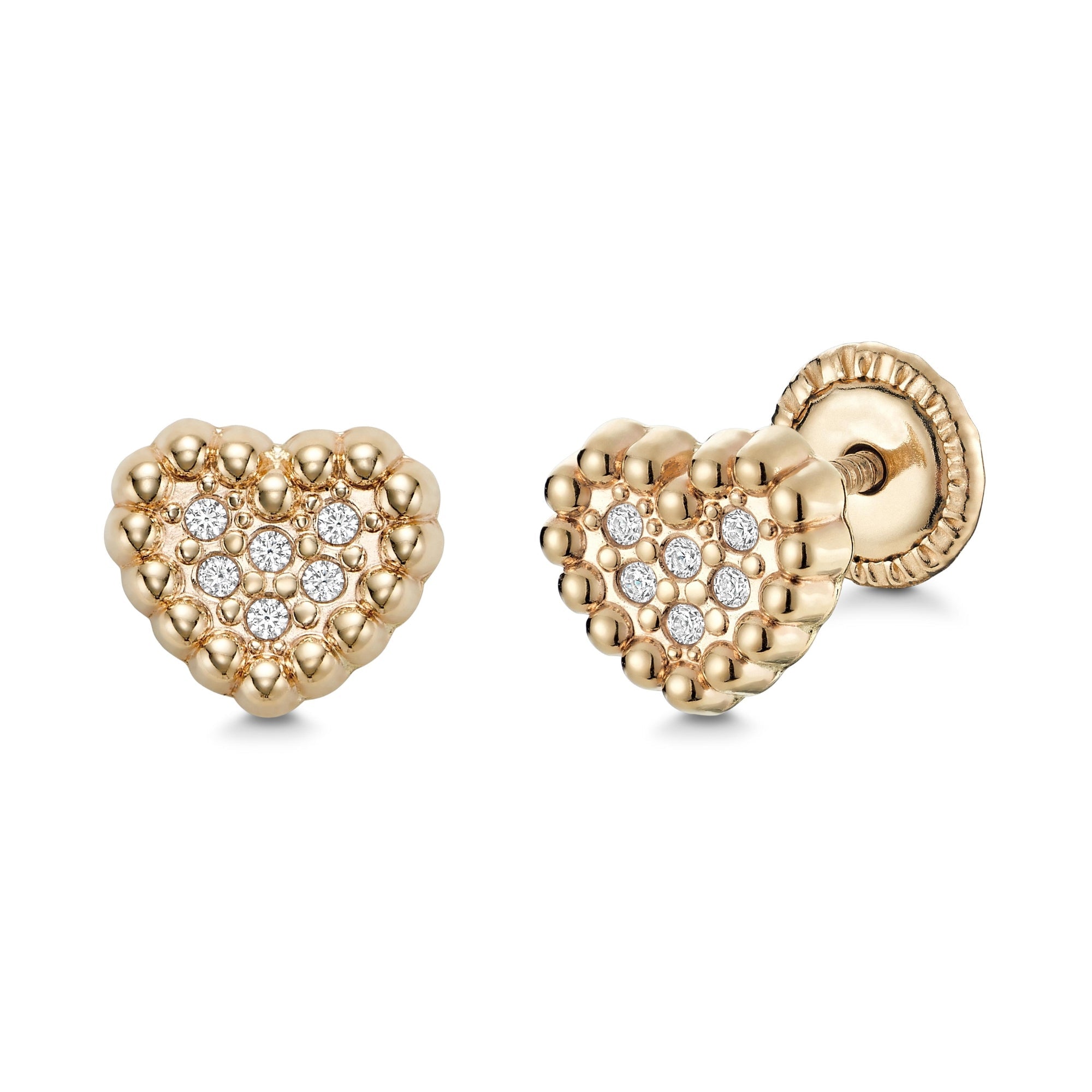 Chic Pavé Heart Earrings – 14K Gold