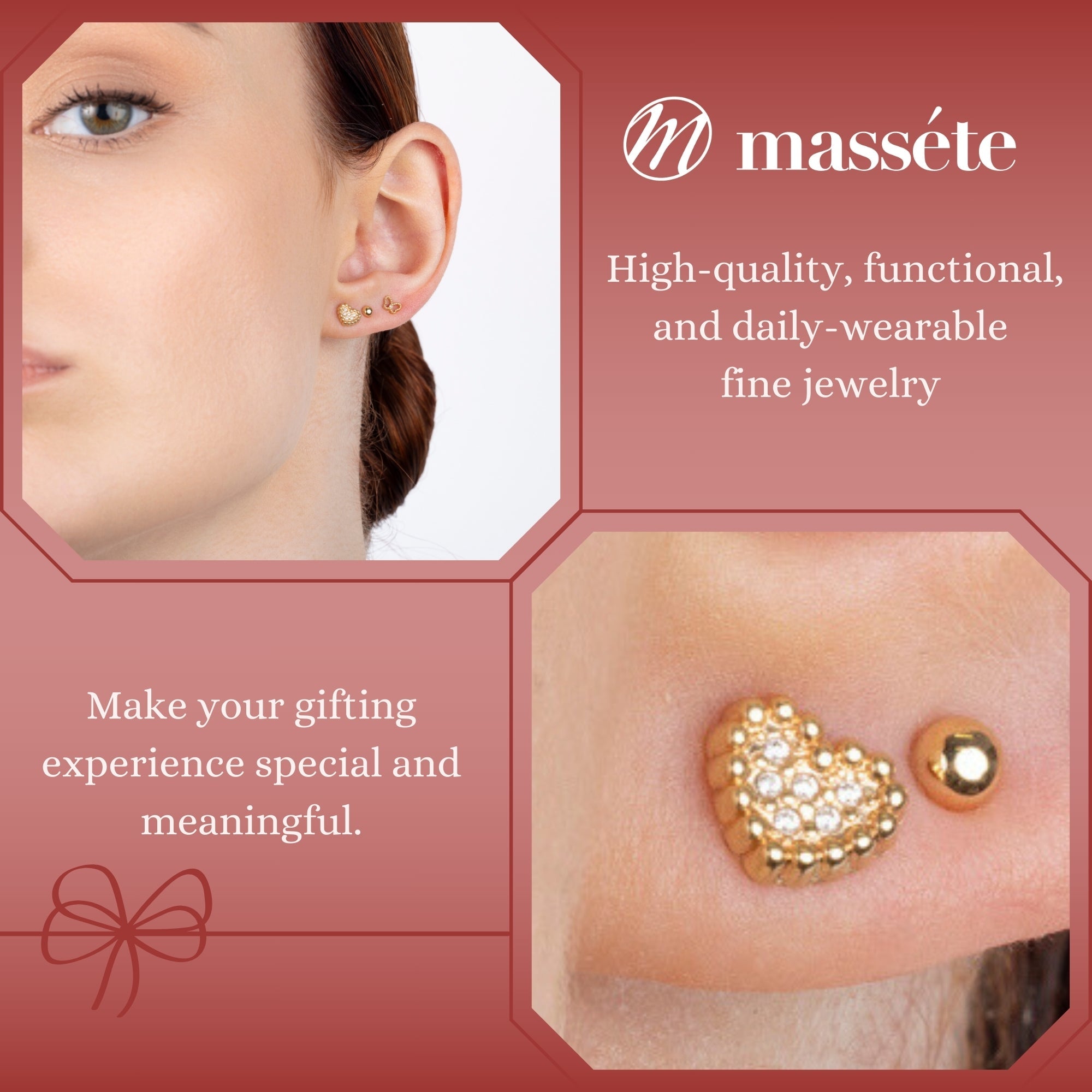 Chic Pavé Heart Earrings – 14K Gold