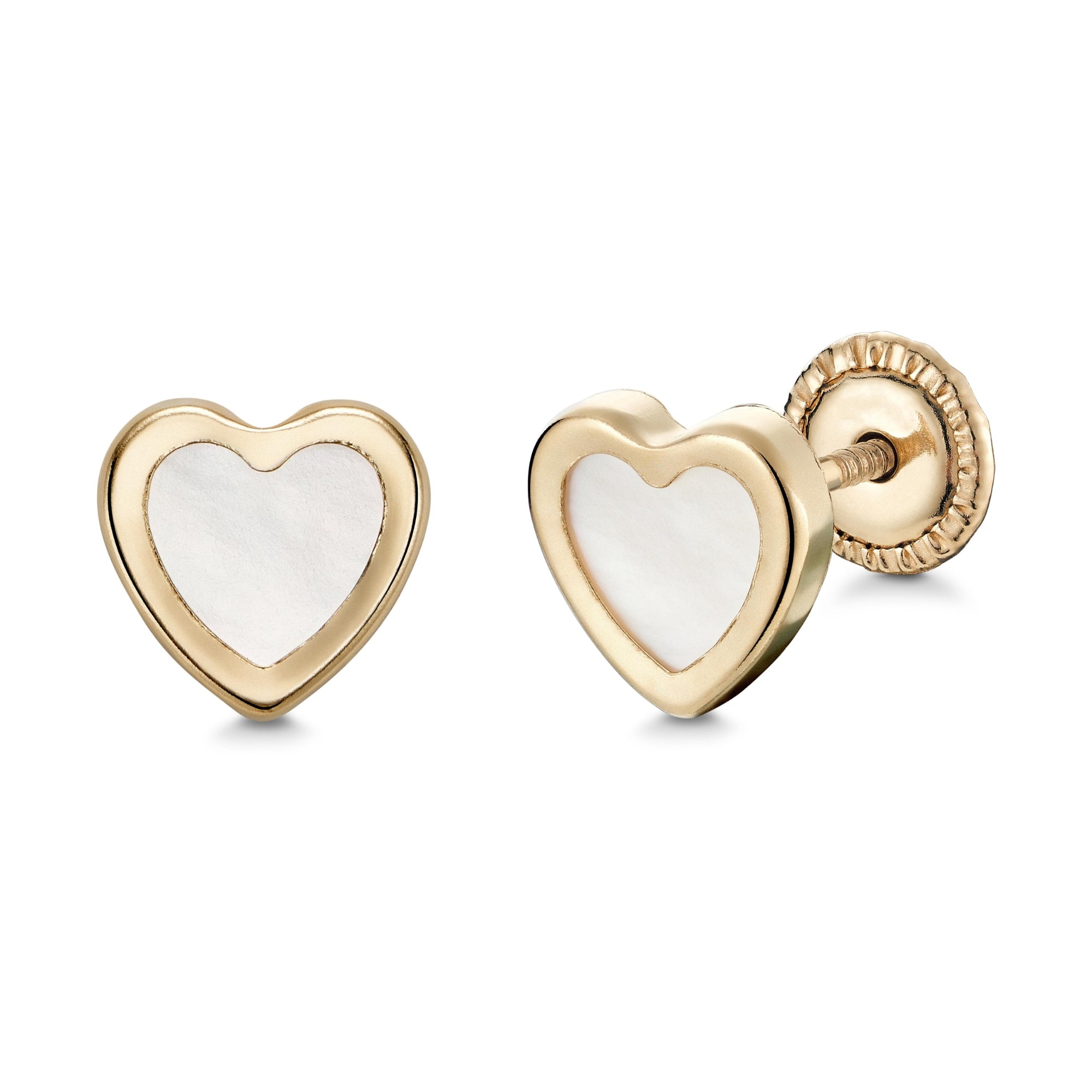 Elegant Pearl Heart Stud Earrings (14K Gold)