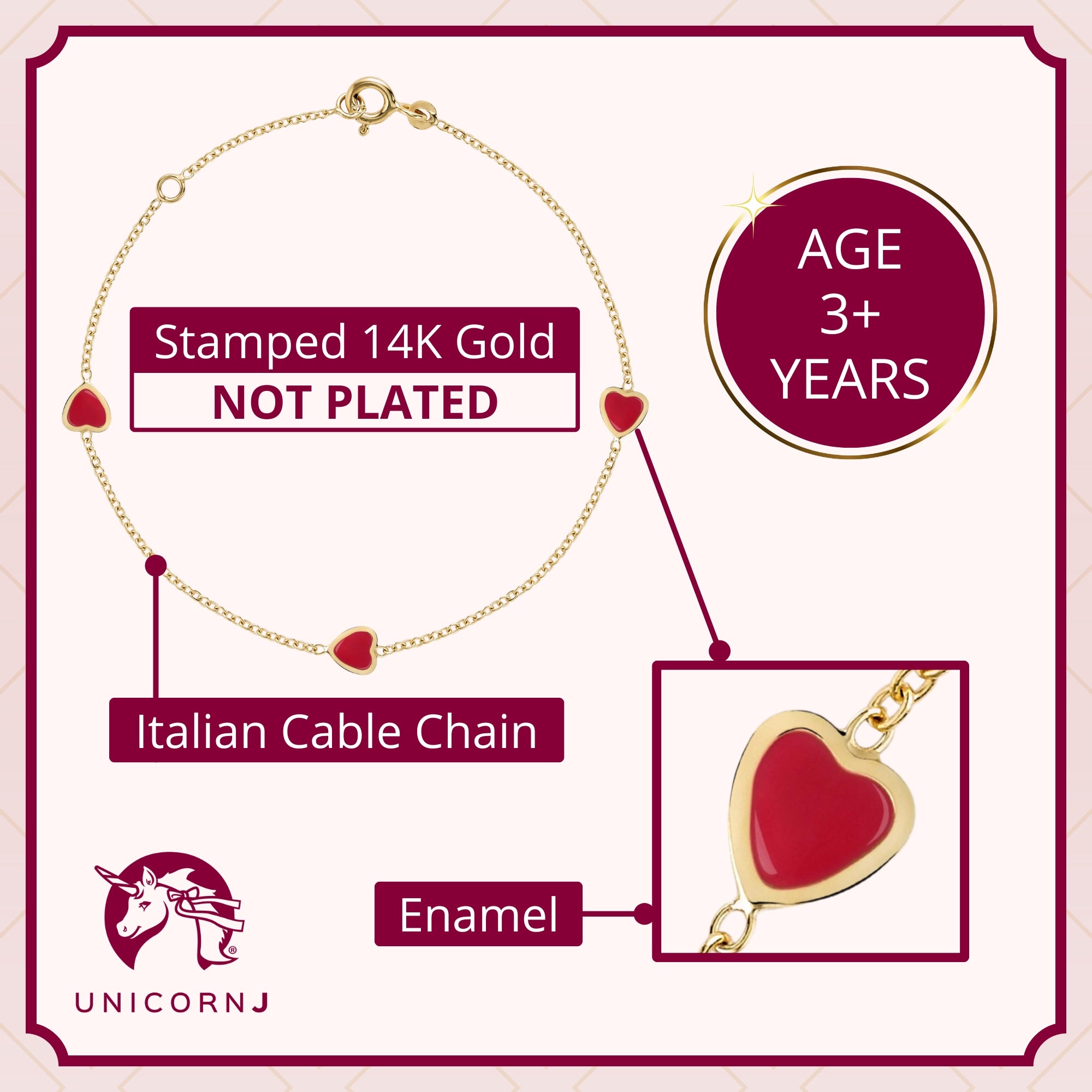 14K Gold Heart Bracelet – Elegant & Italian
