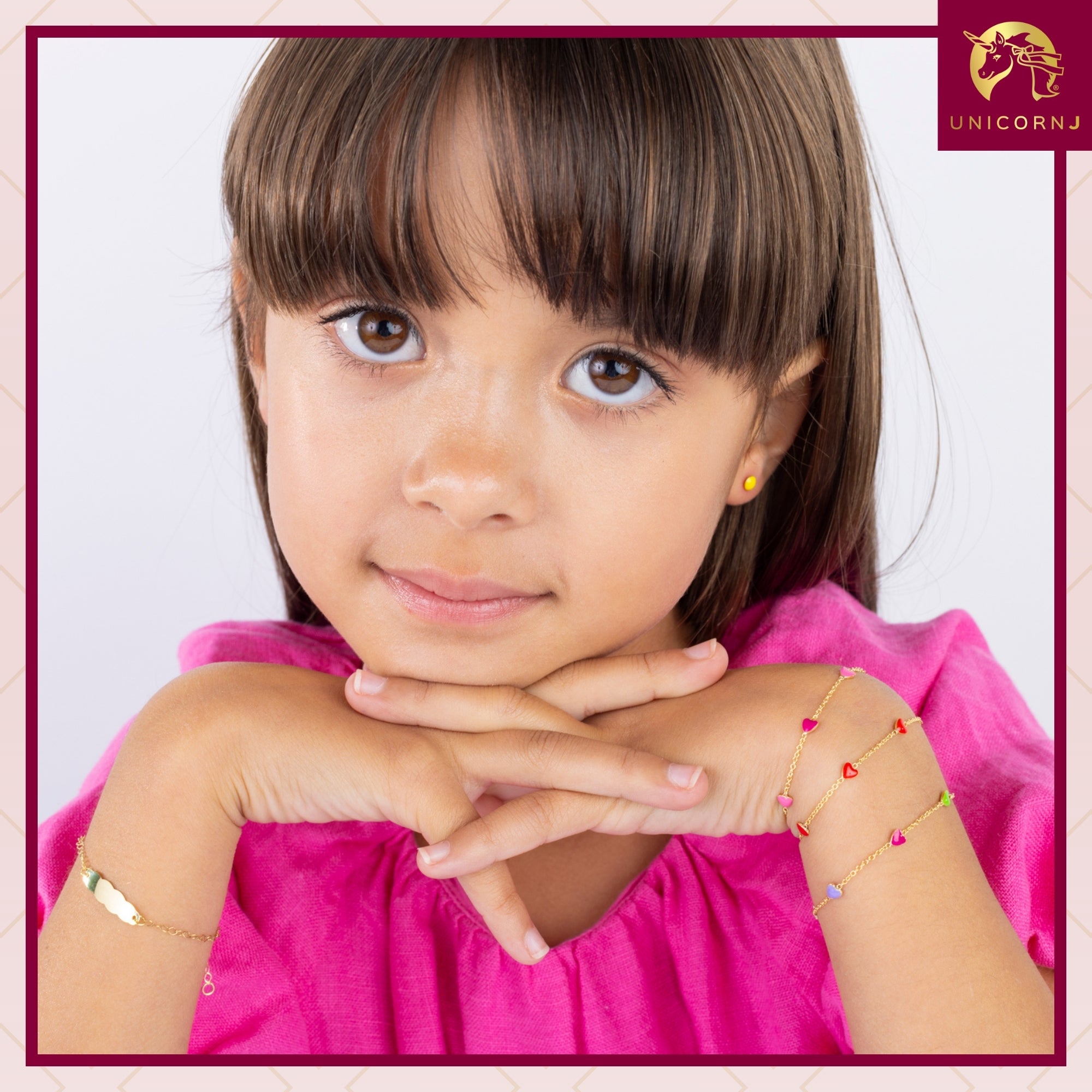 14K Gold Enamel Heart Bracelet for Kids