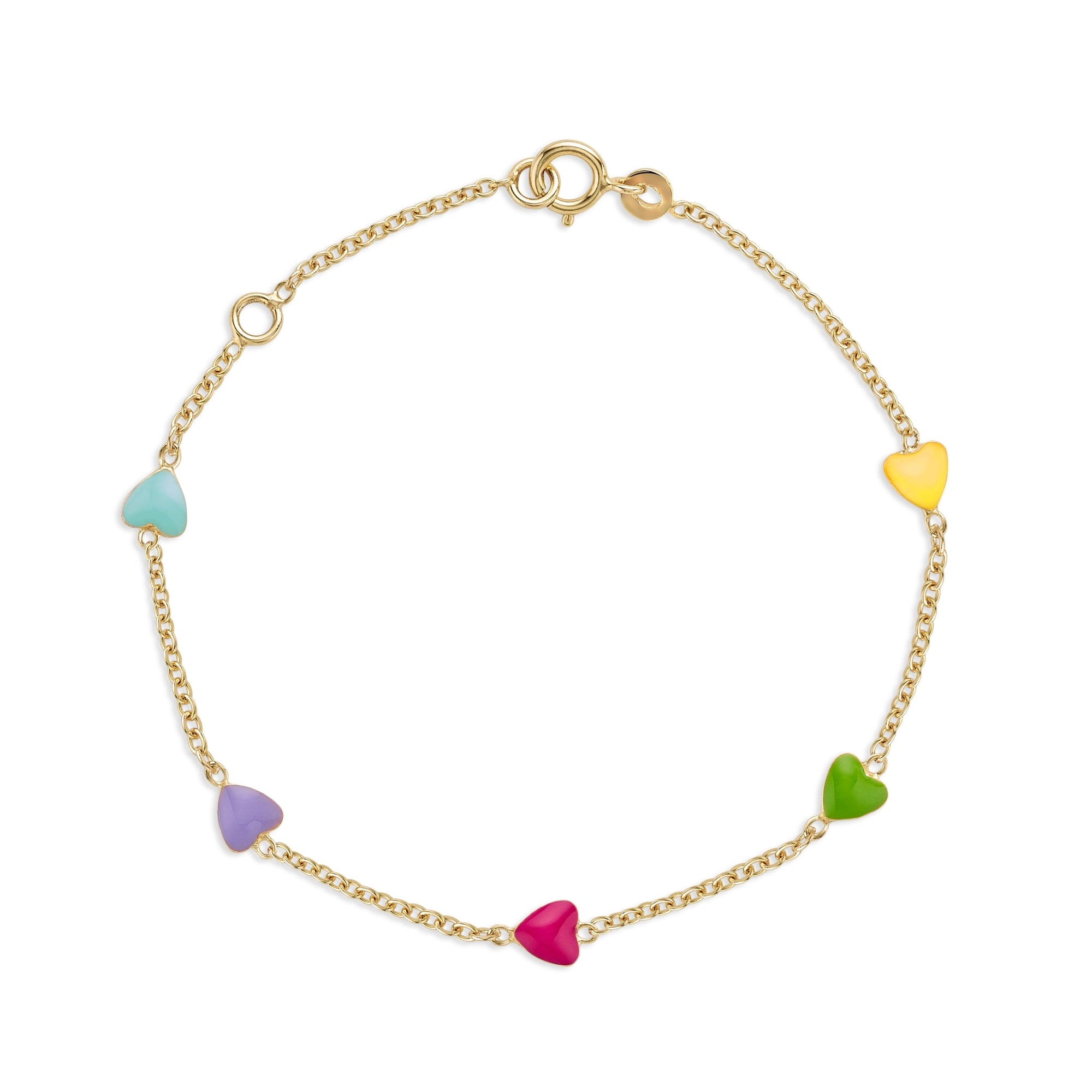 14K Gold Enamel Heart Bracelet for Kids