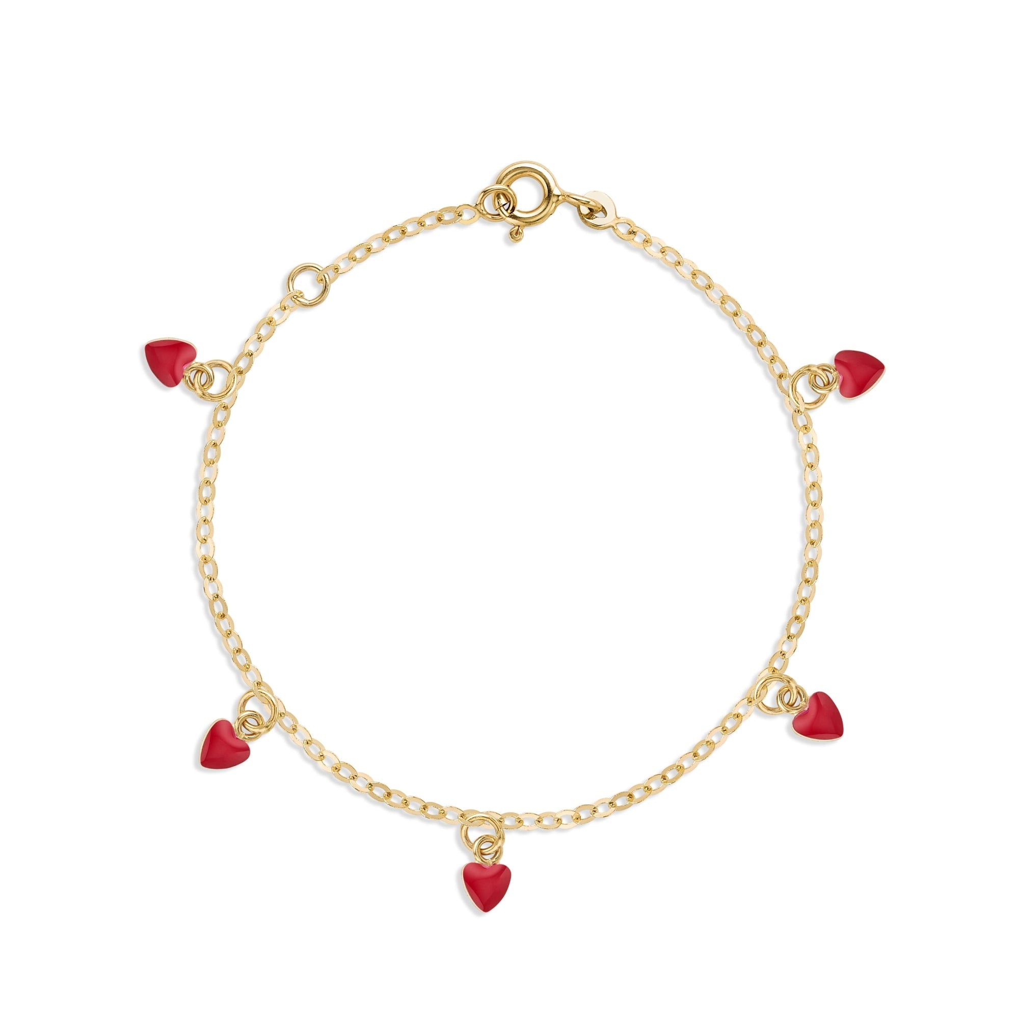 14K Gold Enamel Heart Bracelet for Kids