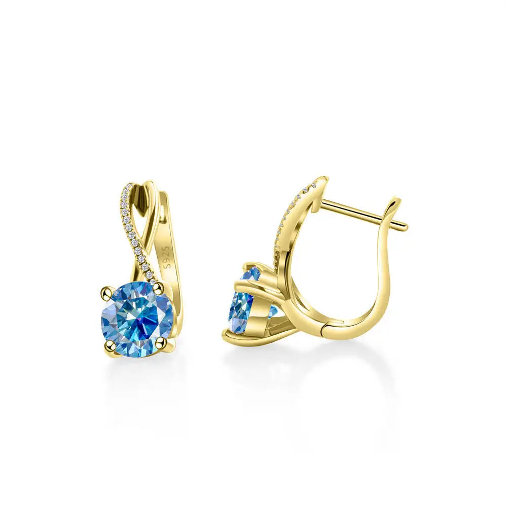 2 Ct Moissanite Clip-On Earrings 925 Sterling Silver Interlaced Studs Gift