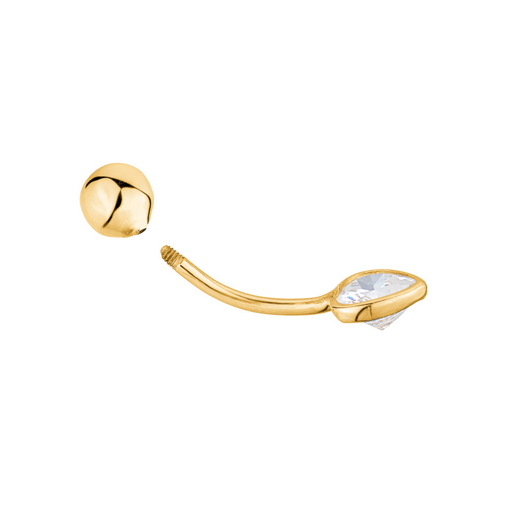 Diamond-Style Heart Belly Ring (14K Gold)