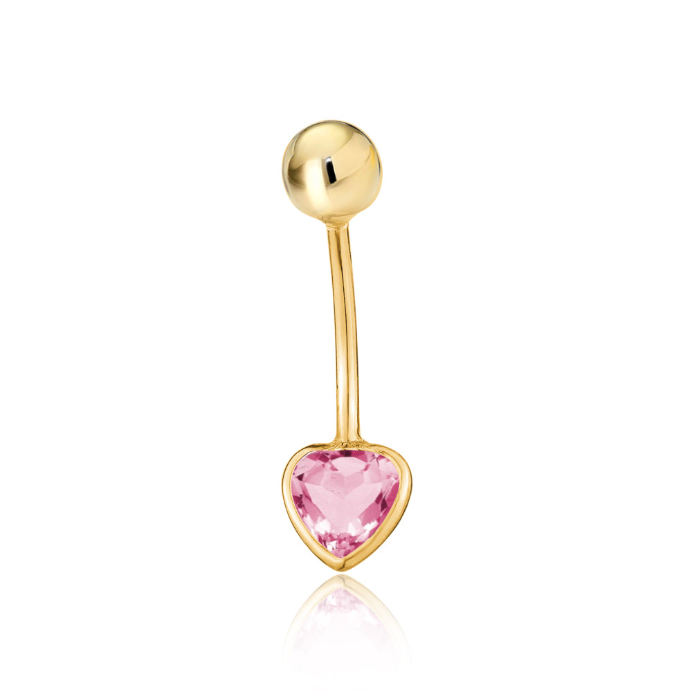 Diamond-Style Heart Belly Ring (14K Gold)
