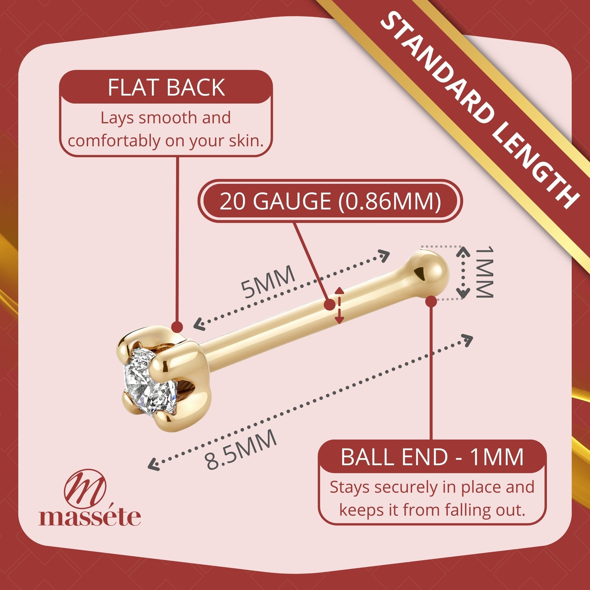 14K Gold CZ Nose Ring – Hypoallergenic