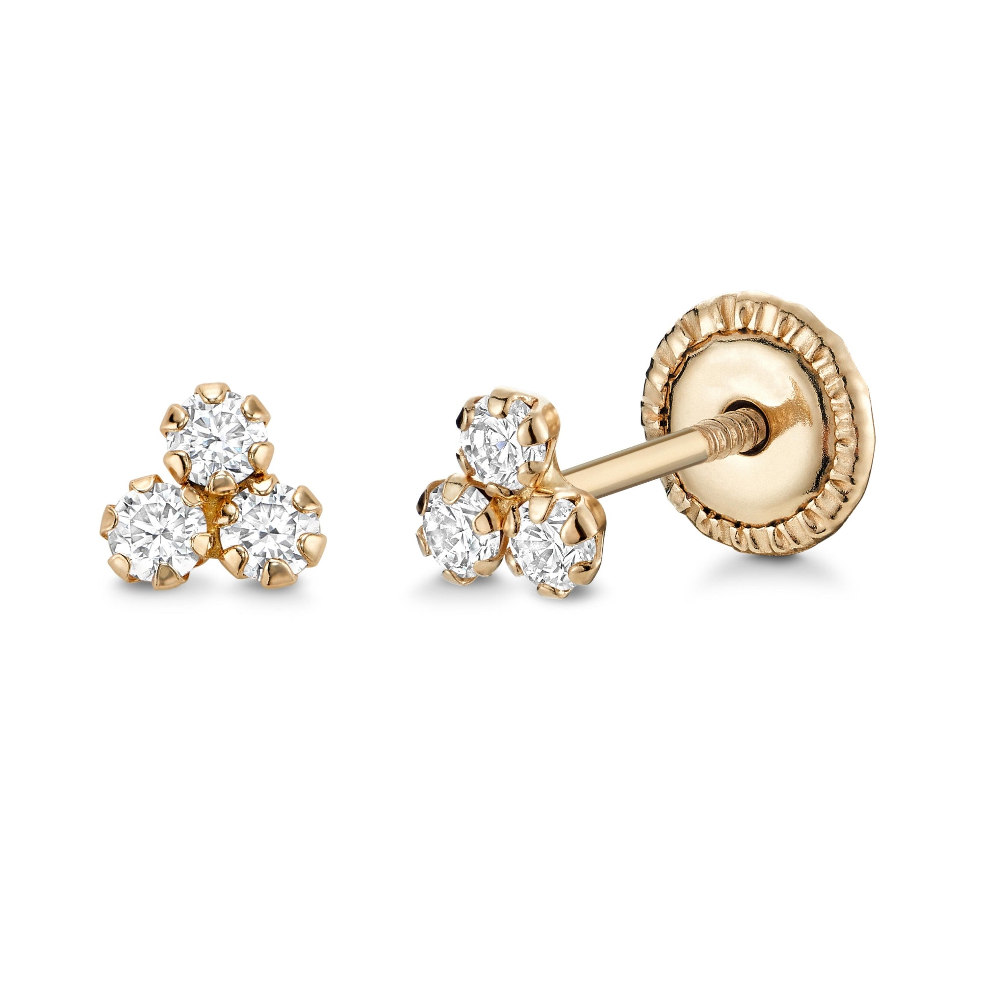 Chic 14K Gold Trefoil Stud Earrings