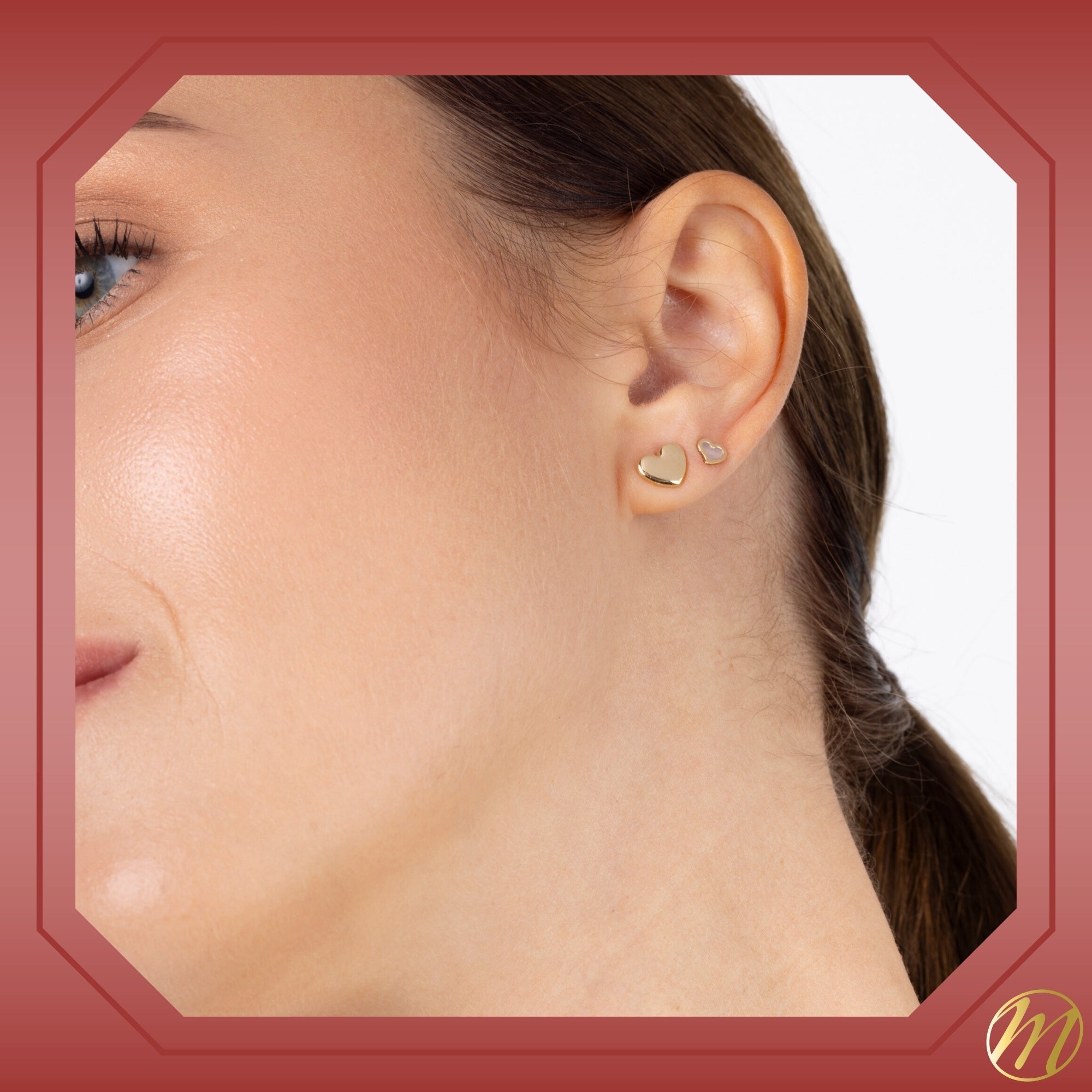 Elegant Puff Heart Studs (14K Gold)