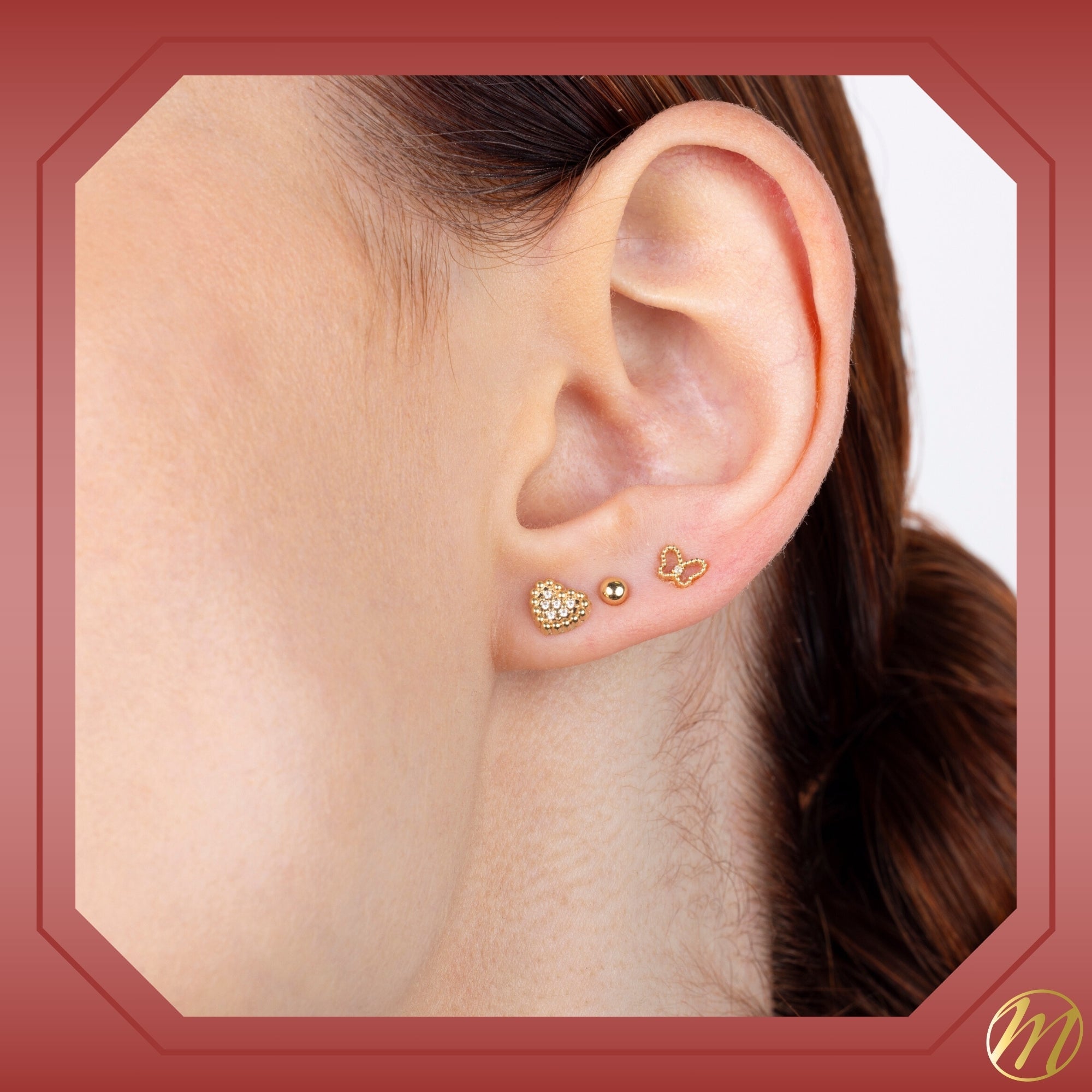 Chic Pavé Heart Earrings – 14K Gold