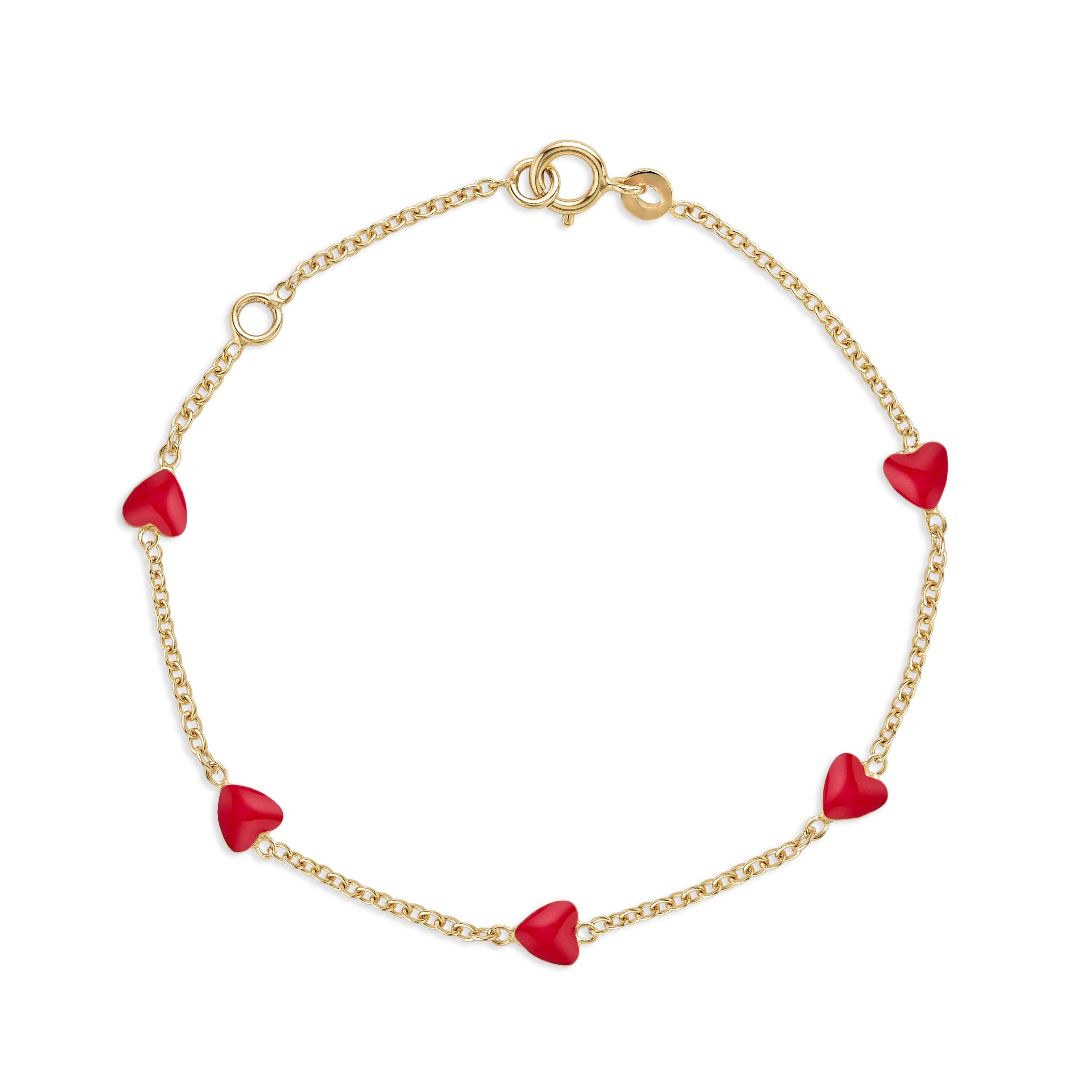 14K Gold Enamel Heart Bracelet for Kids