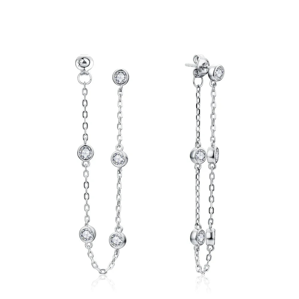Moissanite Round Stud Earrings 3.5mm D/VVS1 Sterling 925 Silver Drop
